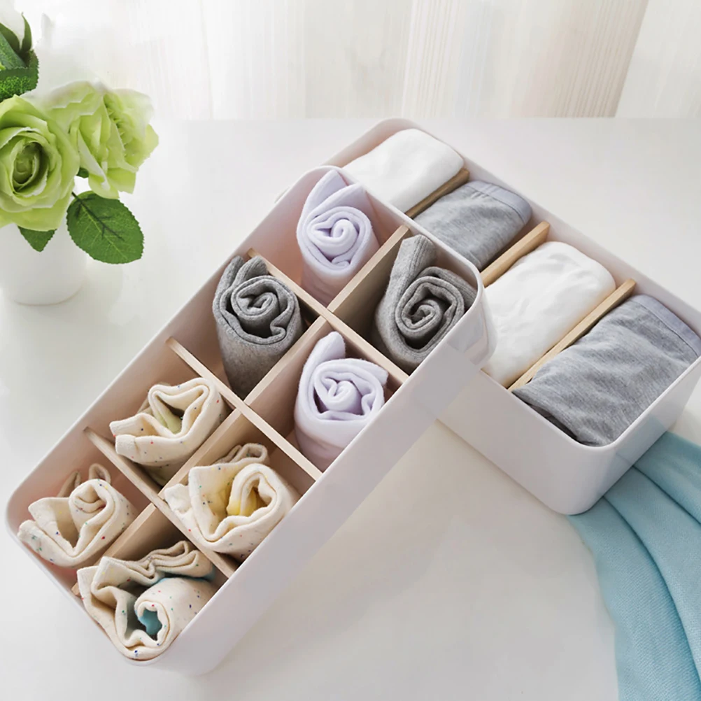 

Underwear Socks Storage Box Eight Compartment Drawer Type H kerchief Jewelry ganizer ABS Wood Small Size Home Use