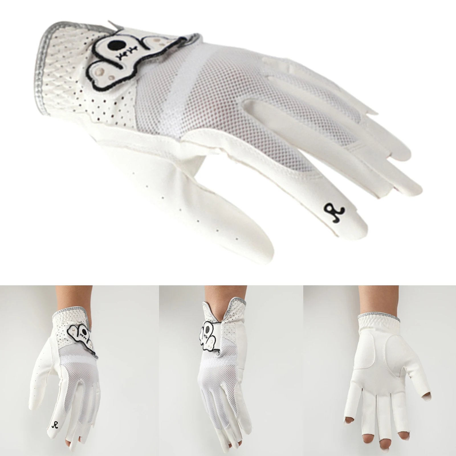 Men's Woman Golf Glove Left Hand Breathable Soft Leather White Hand Wear No Sweat for Outdoor Golf Equipment Golfer Supplies