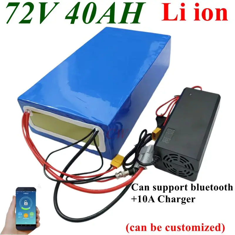 CW 72v 40Ah li-ion battery bluetooth BMS APP lithium ion for 5000w electric snowmobile Mountain bike tractor Motorcycle scooter