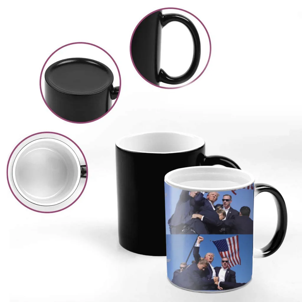 Trump Fight 2024 Creativity Change Color Chang mug Ceramic mug Hot Coffee Cup Breakfast Cup mug Friend Gift