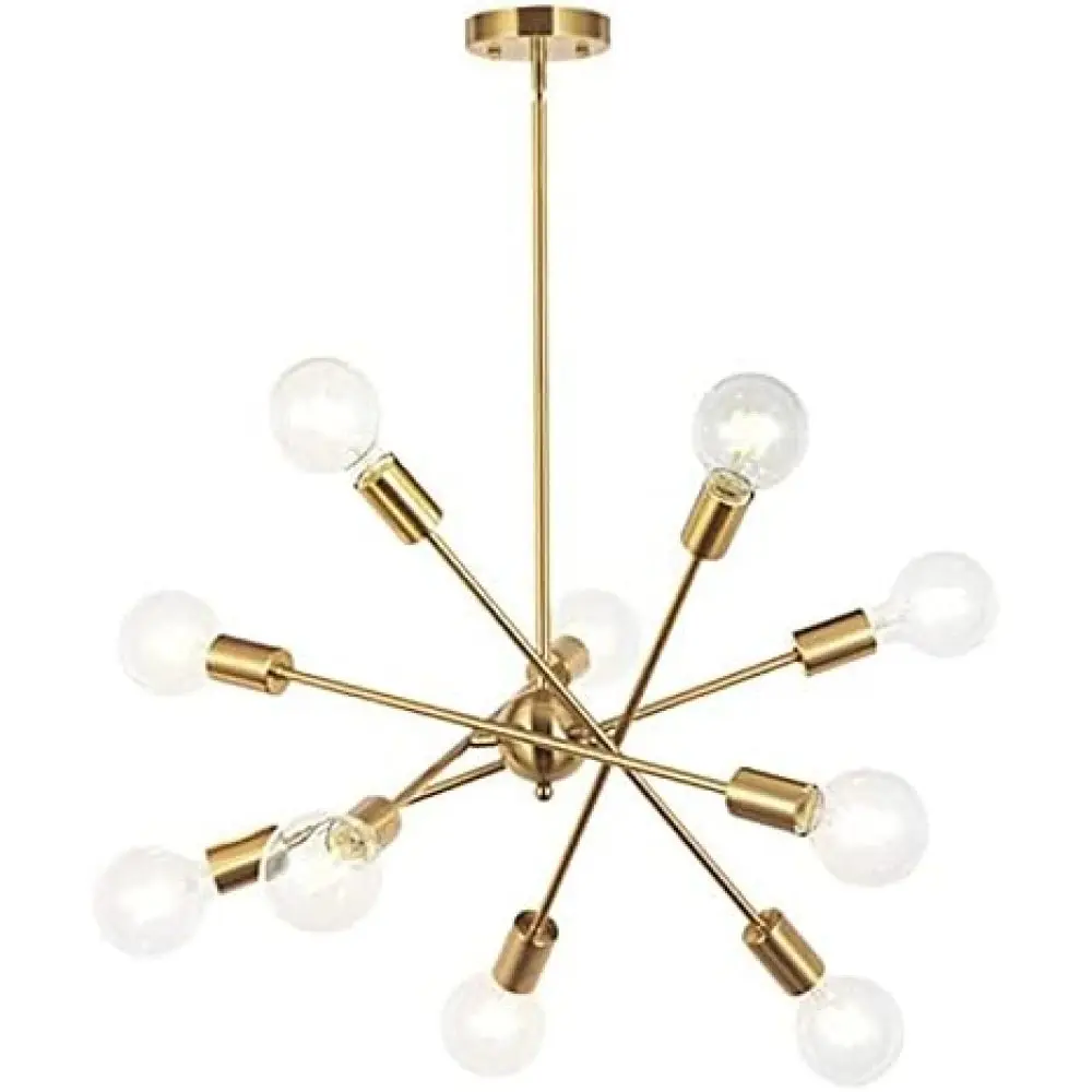 

Modern Sputnik Chandelier Lighting 10 Lights with Adjustable Arms Brushed Brass Pendant Lighting Living Rooms Foyers and Above