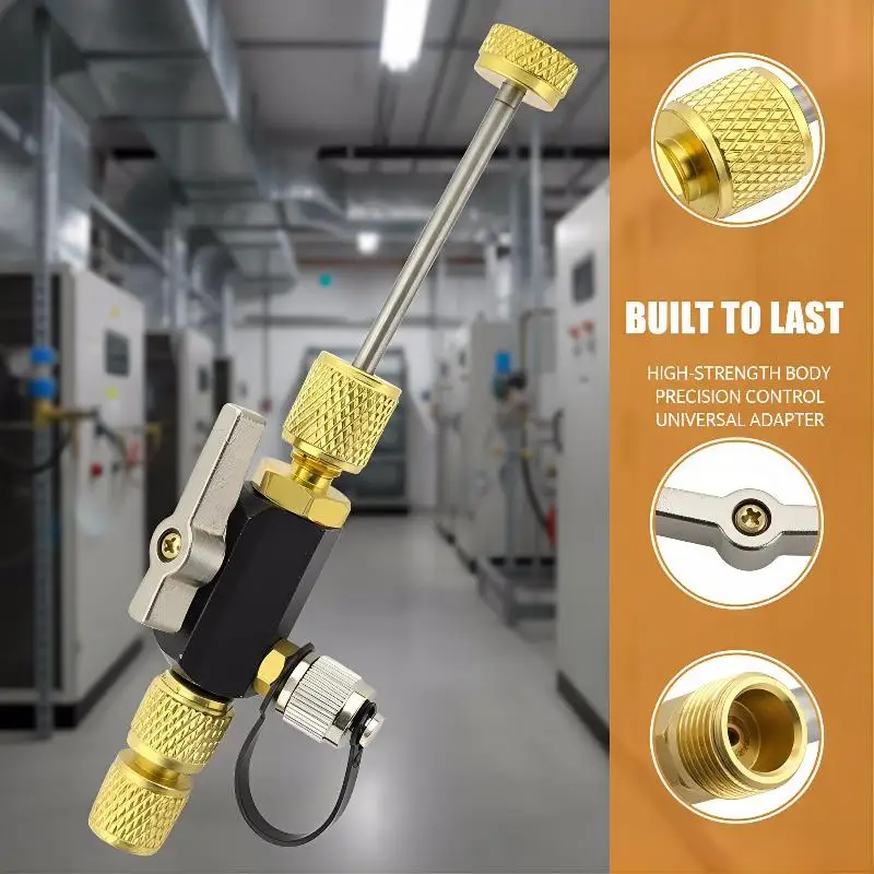1/4inch Valve Core Removal Tool With Dual Valve And Sight Glass Vacuum Rated Valve Core Disassembly Tool For Air Conditioning
