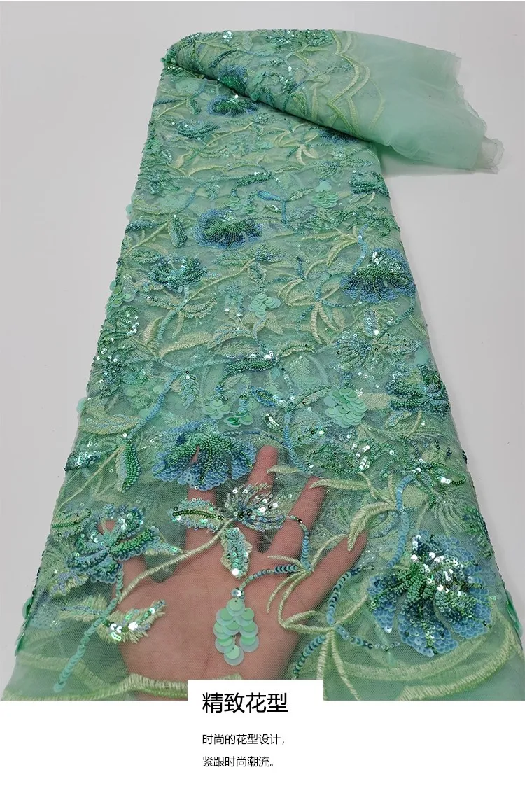 

1yard High quality Exquisite pearl flower grape shaped sequin embroidery tela gauze fabric Dress cheongsam fabric for sewing