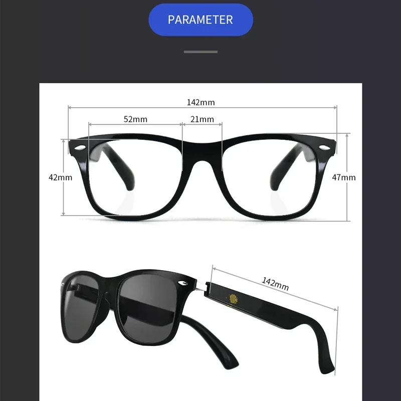 Gafas inteligentes de Audio con Bluetooth, gafas de sol de navegación para escuchar música, soporte UV380 UV, 15 minutos de carga rápida