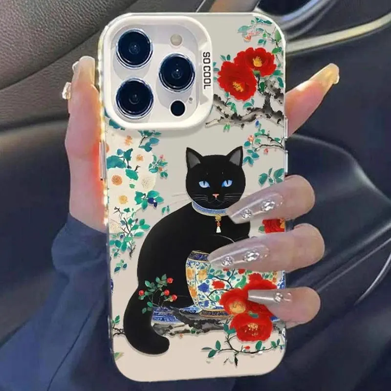 Per Funda iphone 17 Pro Max Custodia Cute Cat Fundas 16 15 14 13 12 11 Pro 16Pro 14Pro Max iphone17 Custodie per telefoni Apple Cover 14Promax