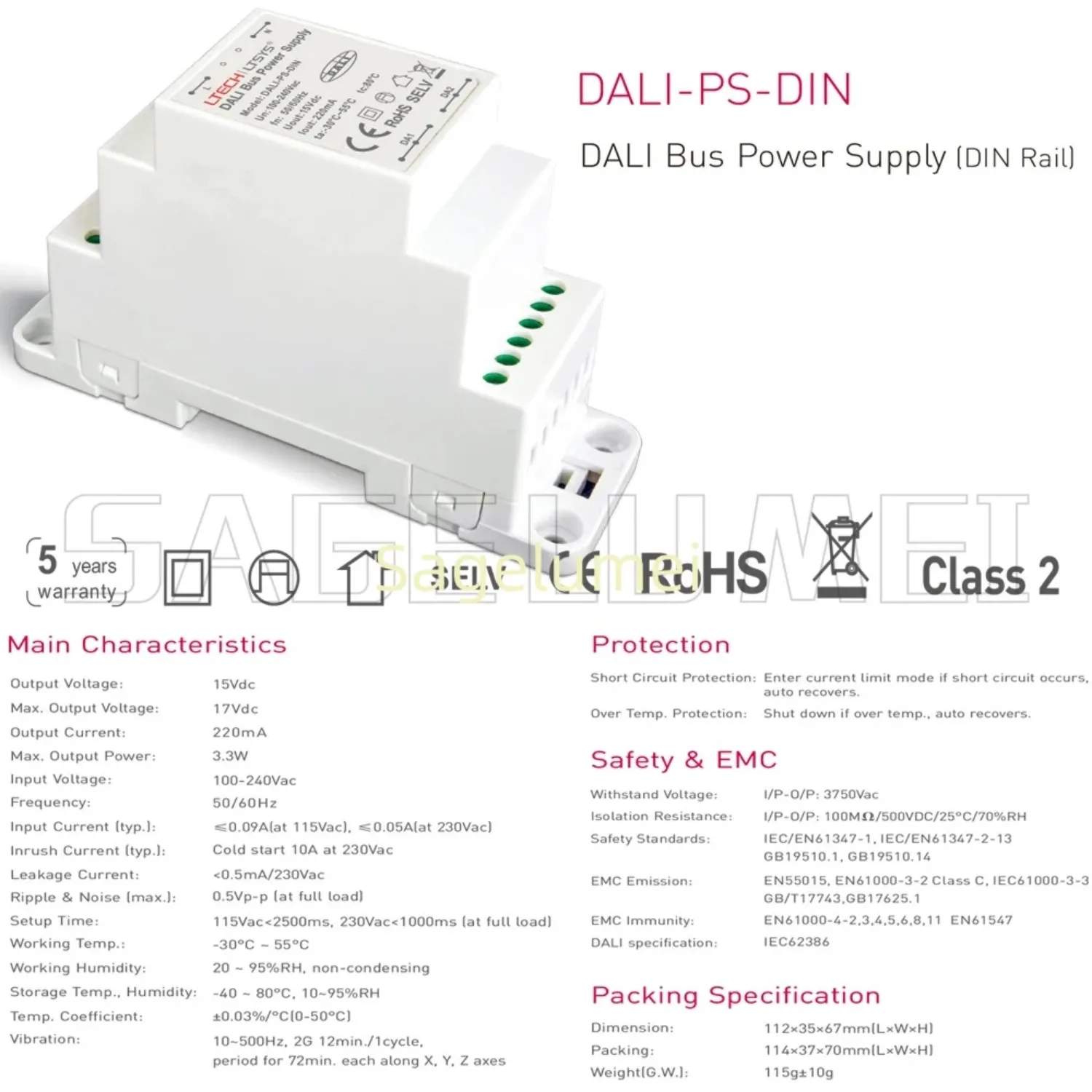 DALI Controller Dimmer Bus Power supply DALI-PS-DIN Relay Unit DR DALI Repeater DALI-AMP-DIN Input Volt LTECH for Led Striplight