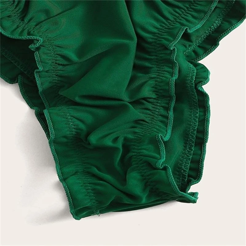 طقم ملابس السباحة النسائية المكشكشة بدلة السباحة النسائية بدون ظهر ملابس السباحة العصابة ملابس السباحة المنقسمة Y08C