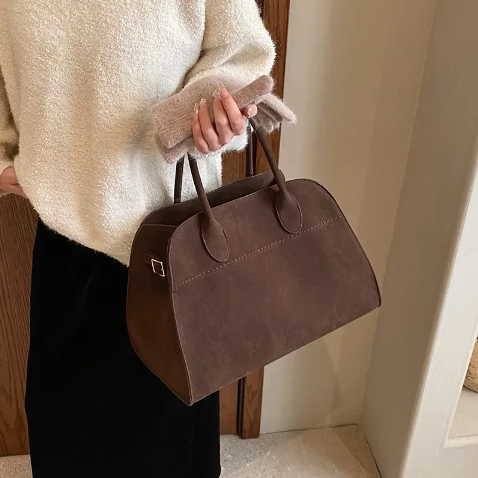 VONMONAN Ladies\' Top-handle Bag High-end Design Vintage Commute Handbag For Autumn Winter Faux Suede Casual Tote Shoulder Bags