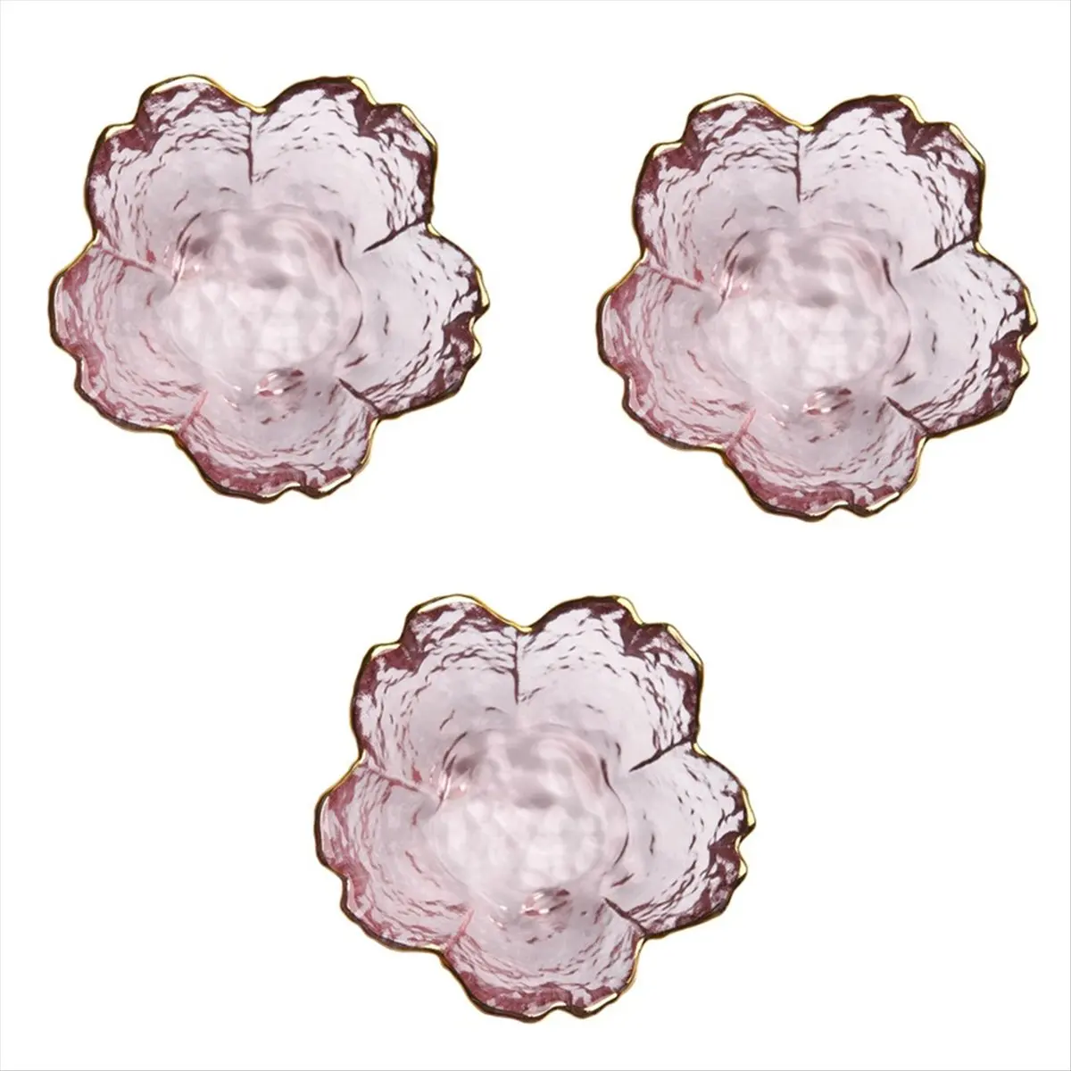 2025+ 3Pcs Small Glass Plate with Golden Border Mini Seasoning Dessert Cute Style Bowl for Ice Cream Salad