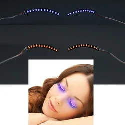 Pair LED Light Up False Long Eyelashes Makeup Fake Eye Lashes Eyeliner Party Bar Cosplay Birthday Glow Party