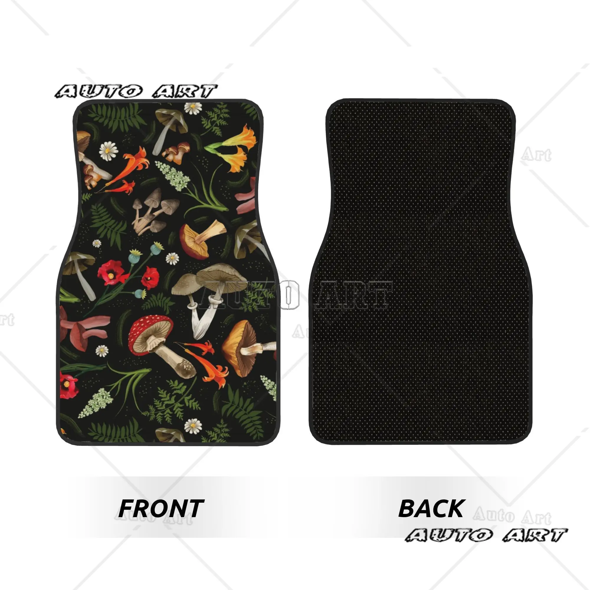 Psychedelic Mushroom Plants Car Floor Mats of 4 Pieces Crystal Velvet Carpets Rugs Universal Car Front Rear Carpets Foot Mats