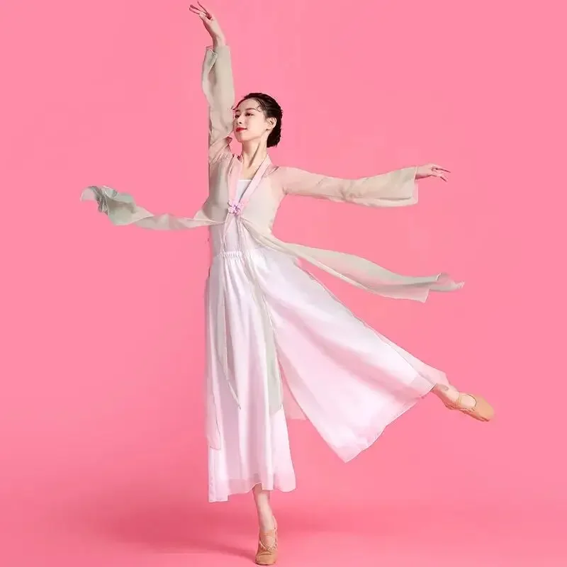 

Classical Dance Practice Clothes Female Adult Elegant Ancient Style Long Clothes Dancing Dress Gauze Clothes
