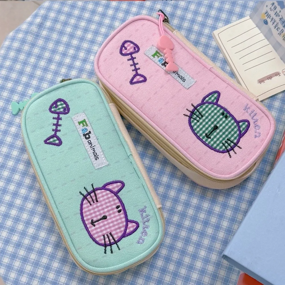 High Quality Cat Pen Bag Large Capacity Multi-functional Stationery Bag Portable Multi Layer Stationery Organizer School Office