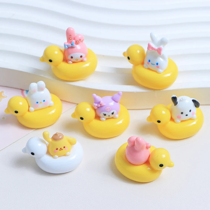 5pcs Kawaii Resin Mini 3D Sanrio Ducks Miniatures Decoden Scrapbooking Embellishment Parts Accessories Crafts Materials DIY