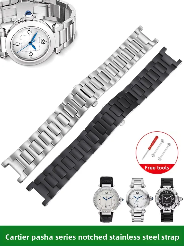 

Suitable for Cartier Pasha PASHA Series WSPA0013 Stainless Steel Watch with Notch Stainless Steel Metal Bracelet