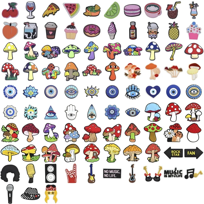 

93-115 Pieces Bulk Shoe Charms for Crocs Accessories Mushroom Shoes Charm for Croc Decorations Pins Men Jeans Woman Clogs Clips