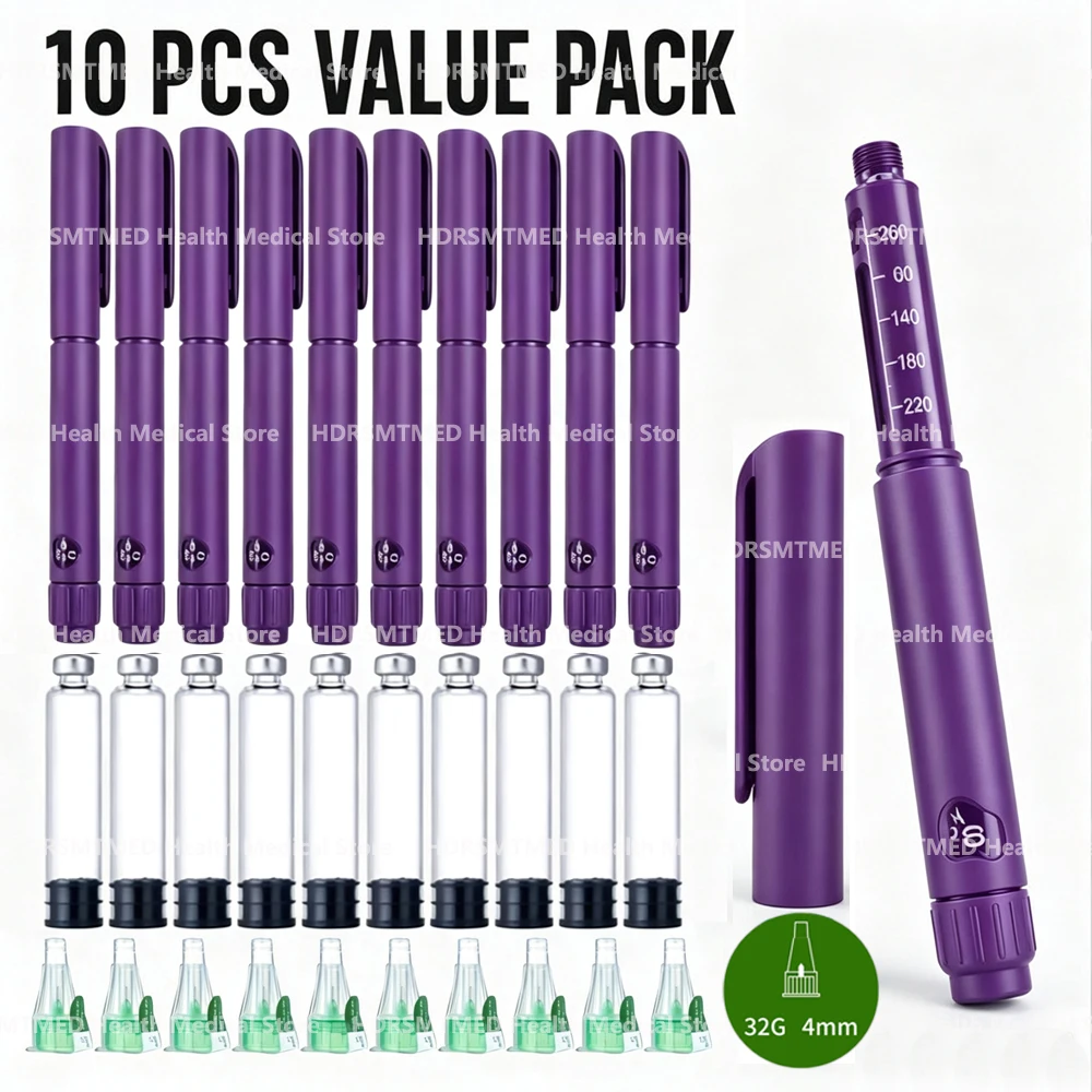 Purple Rotary Push Disposable Sterile Insulin Injection Pen Adjustable Growth Hormone Dosage 60U Injection Pen Peptide Pen Kit