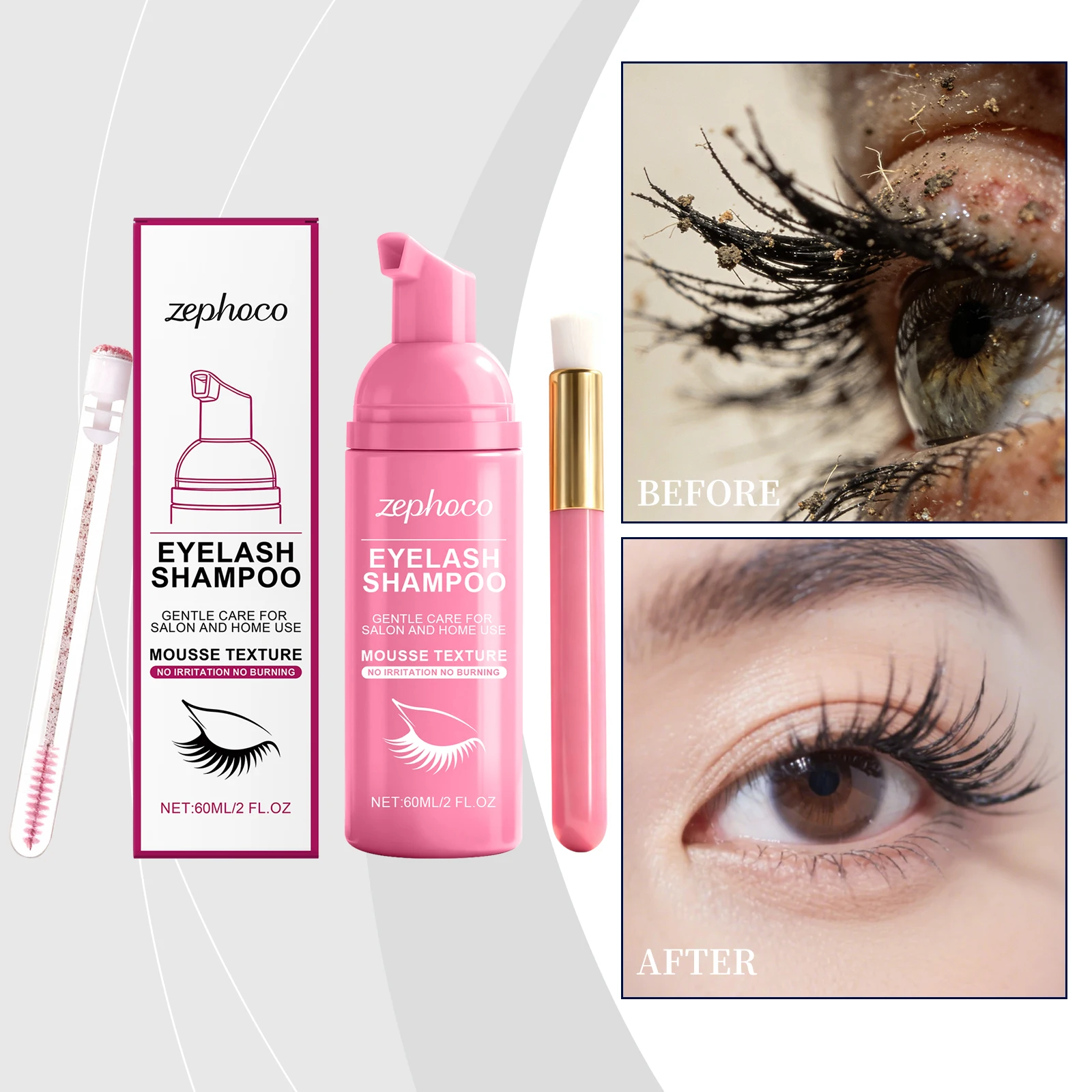 Lash Super Concentrate Mousse Eyelash Shampoo Mild Cleansing Grafting Foam Extension Makeup Tools Supplies Shampoo Brush Set