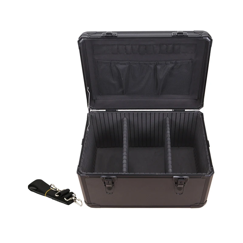 Aluminum Carrying Case Hard Case with Foam, 38x26x23cm, Storage Case Padded Dividers, for Camping, Travel, Camera, Gears