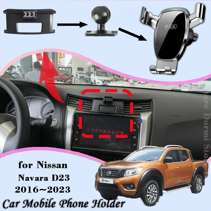 

Car Mobile Phone Holder for Nissan Navara Tekna NP300 Frontier D23 2016~2023 Air Vent Clip Tray Stand Support Mount Accessories