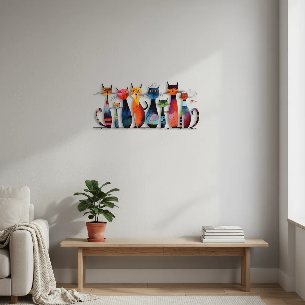 Nordic Style Cat Shaped Iron Wall Art Home Decoration For Living Room Bedroom