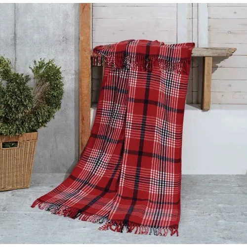 N & time Memories Red-Black Plaid Above Knee Sofa Throw 130x170 cm Acrylic Scotch Tv Blankets