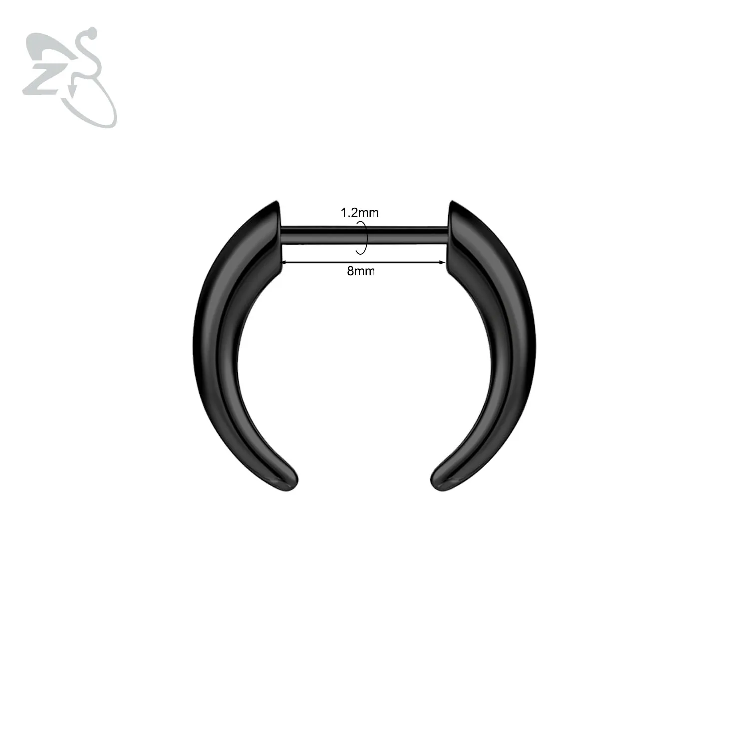 ZS 1PC 16G Buffalo Horn Nasenpiercing Edelstahl Pincher Plug In Septum Ring Keil Expander Gold Farbe Nasenring 8mm
