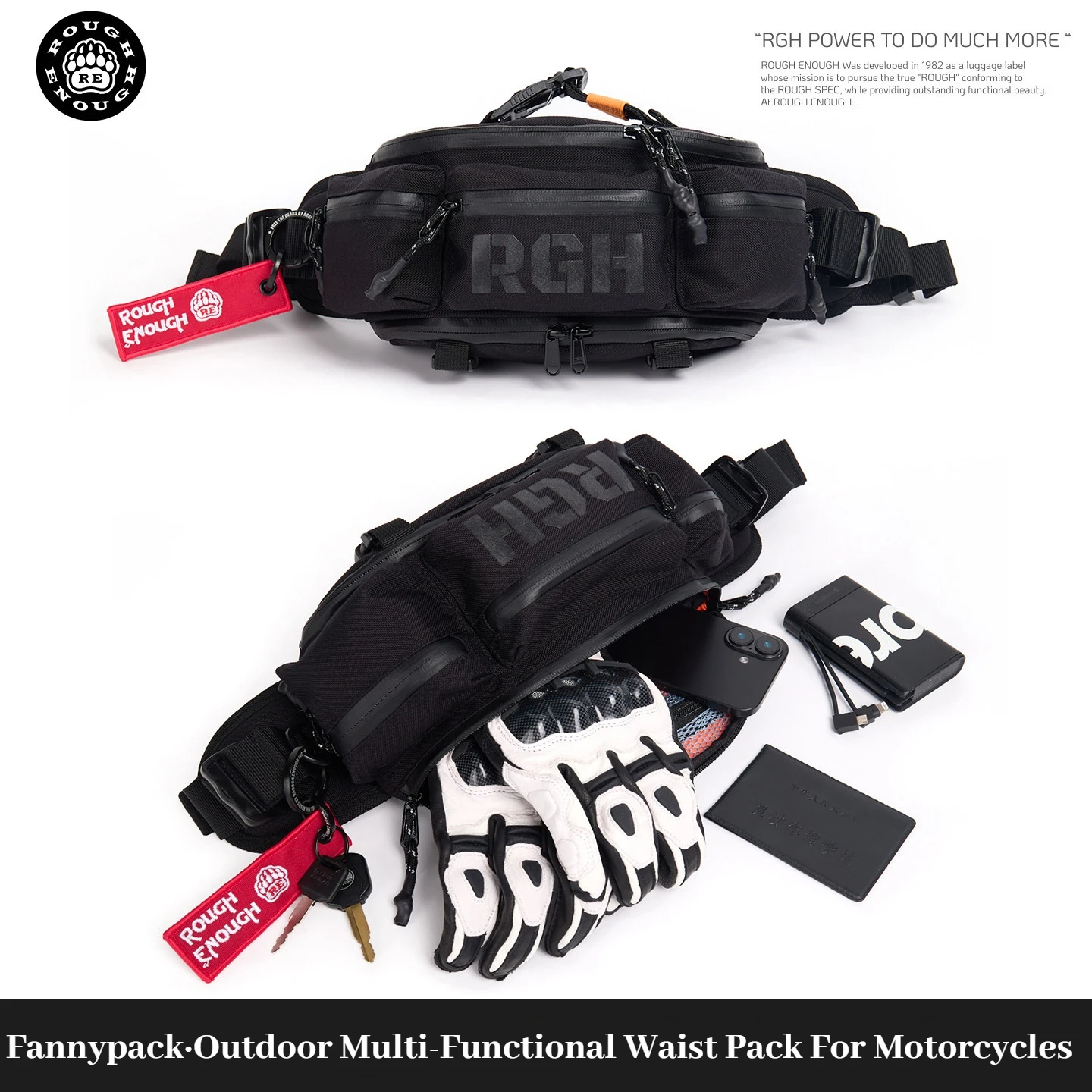 RGH Waterproof American Motorcycle Riding Chest Bag, Large Capacity Multi‑functional Outdoor Waist Crossbody Sling Bag Unisex