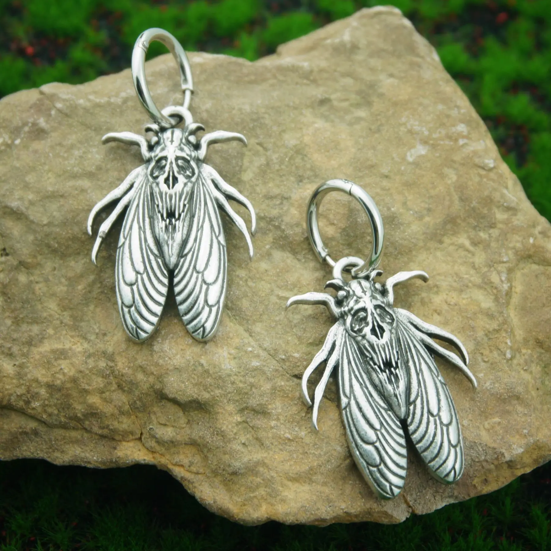 High Quality Primordial Skull Cicada Pendant Earrings Gothic Death Head Pagan Earrings  Animal Jewelry For Gift