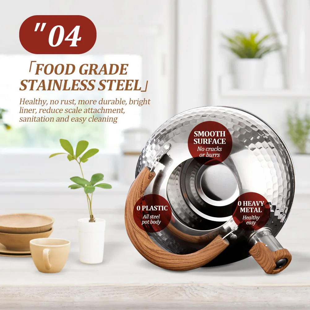 Large Capacity Stainless Steel Whistling Tea Kettle for Stovetop Heat Insulated Handle Automatic Loud Whistle Safe