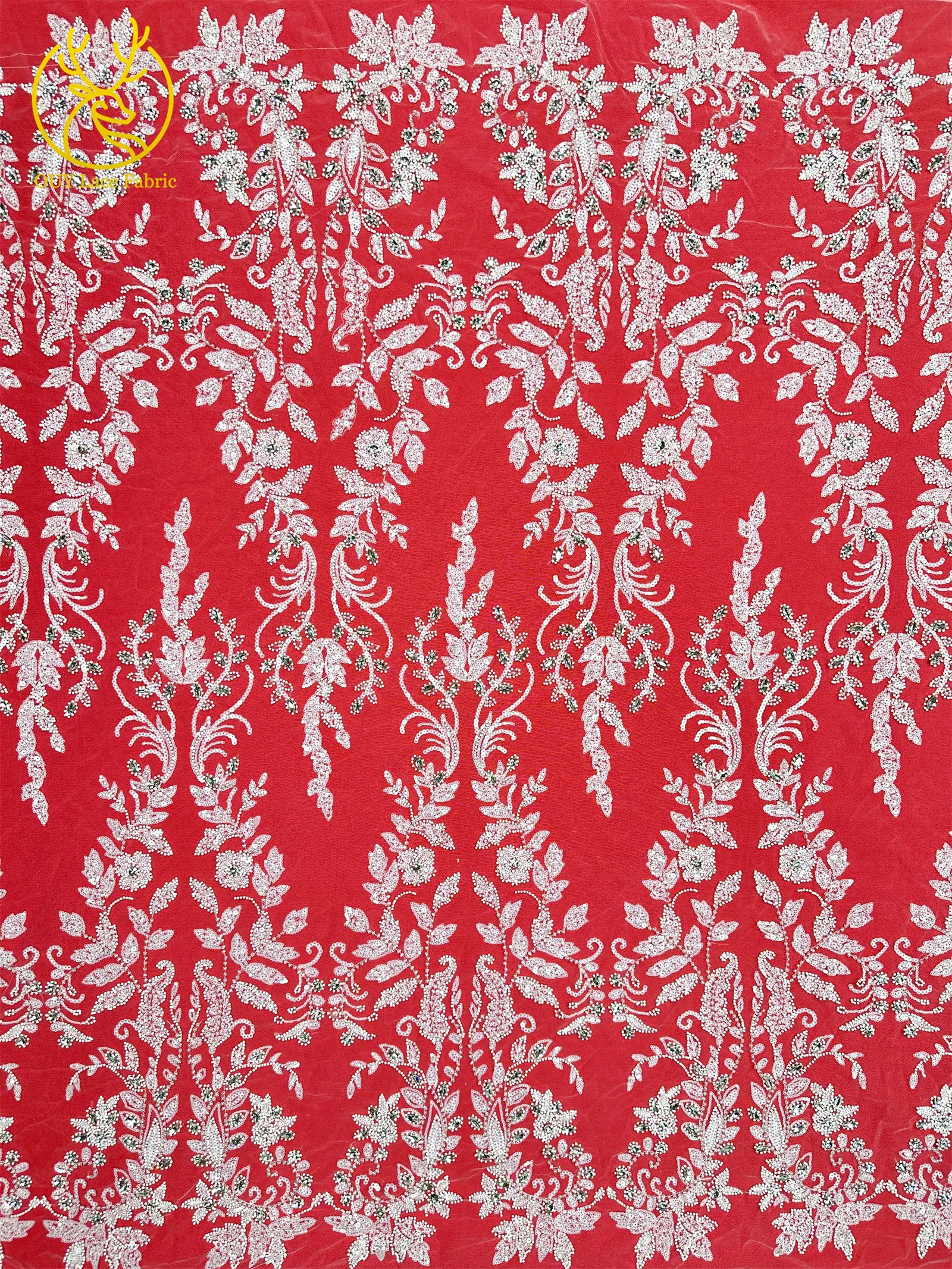 Nigerianisches weißes Hochzeitskleid Tüll-Mesh-Spitzenstoff Hochwertiger französischer Stein-Spitzenstoff Afrikanischer Perlen-Pailletten-Spitzenstoff – Detail 24