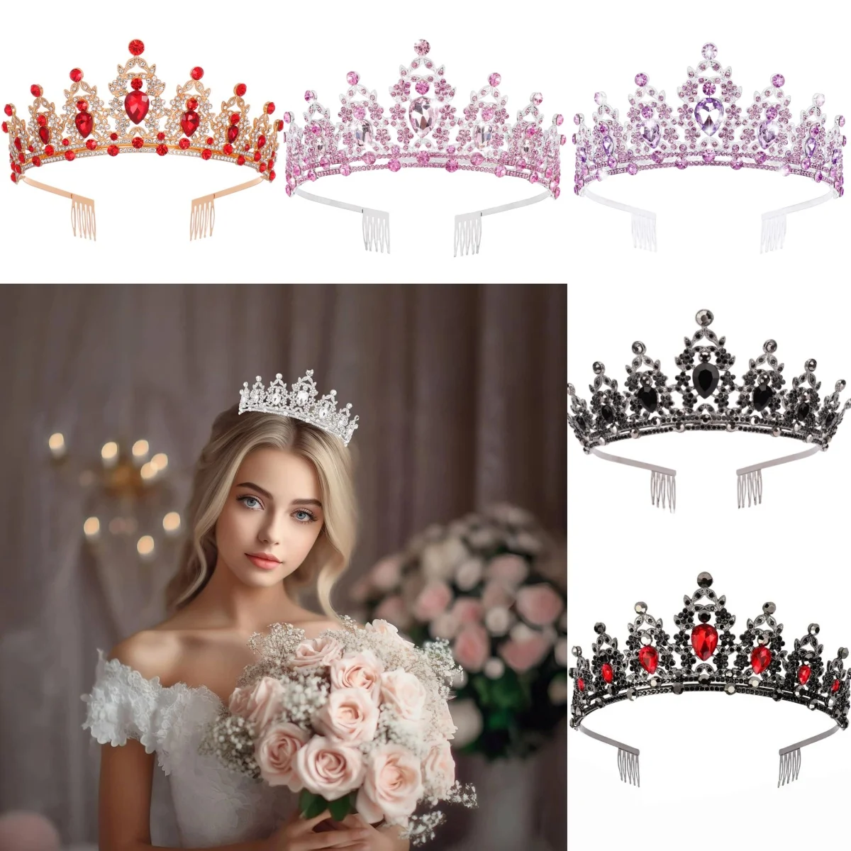 

Свадебная тиара с кристаллами, корона, диадема, фата, аксессуары для волос, украшения для головы, ювелирные изделия для женщин и девушек на день рождения