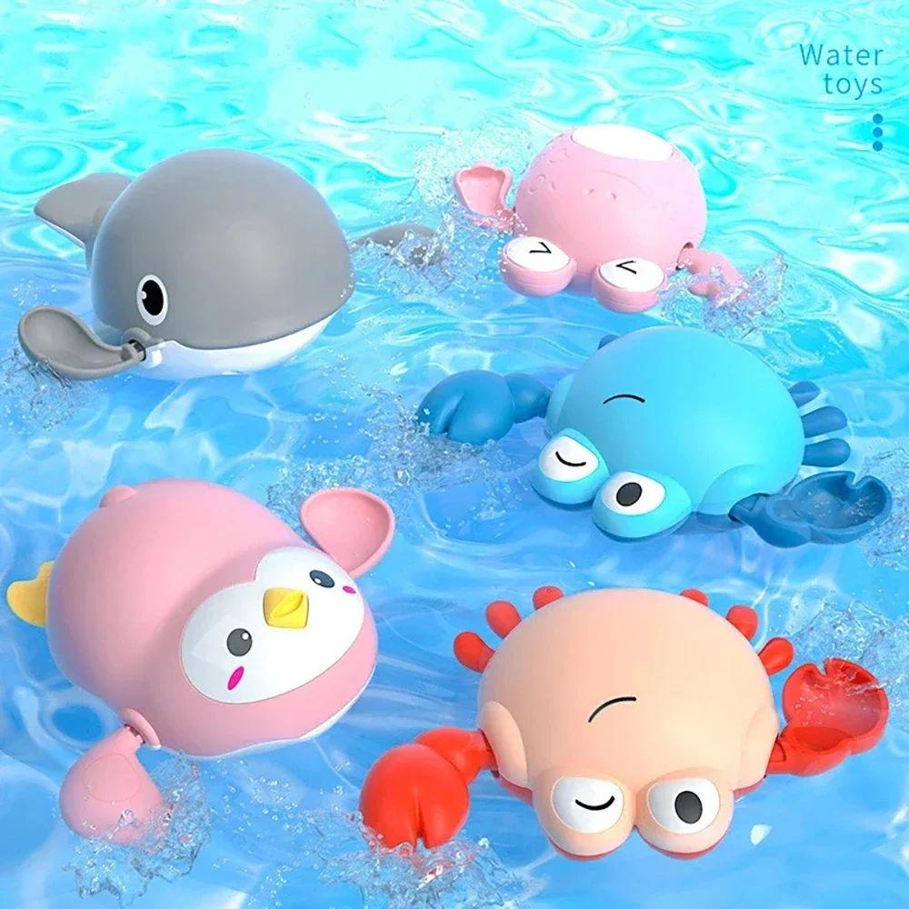 

2025 Baby Bath Toys Kids Swimming Clockwork Dolls Play Water Fun Bathing Cute Funny Children Bathroom Shower Bathtub Animals Toy