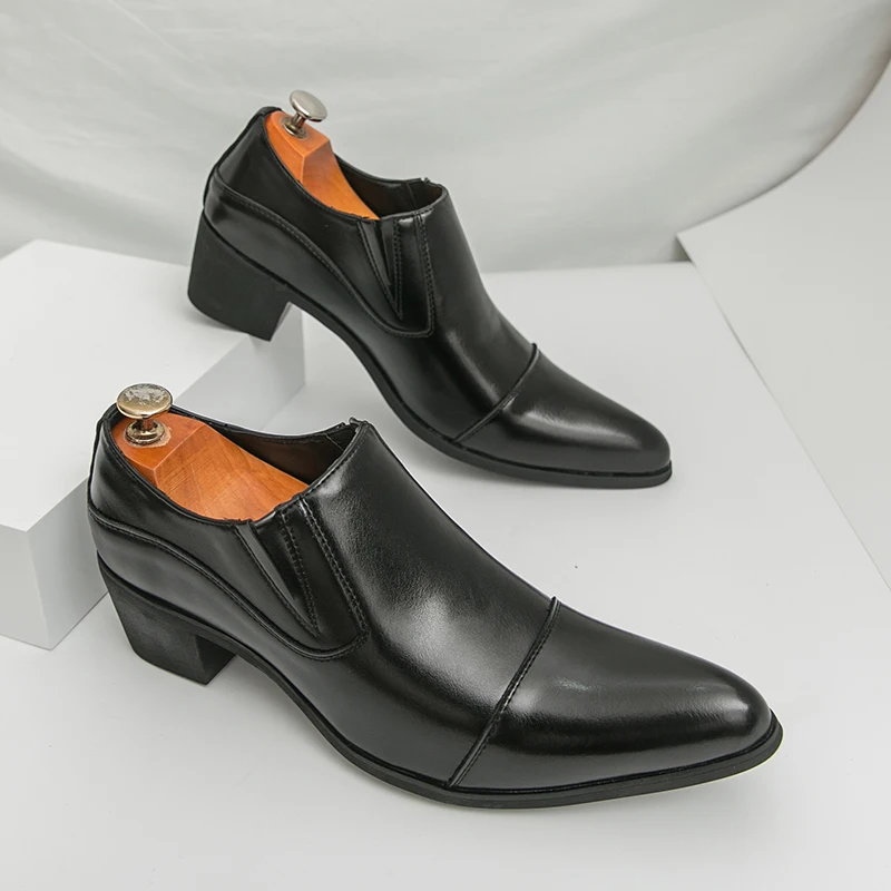 

Business Men Formal Leather Shoes Black Brown Men One-foot Comfortable High-heeled Fashionable Leather Shoes Social Shoes Men