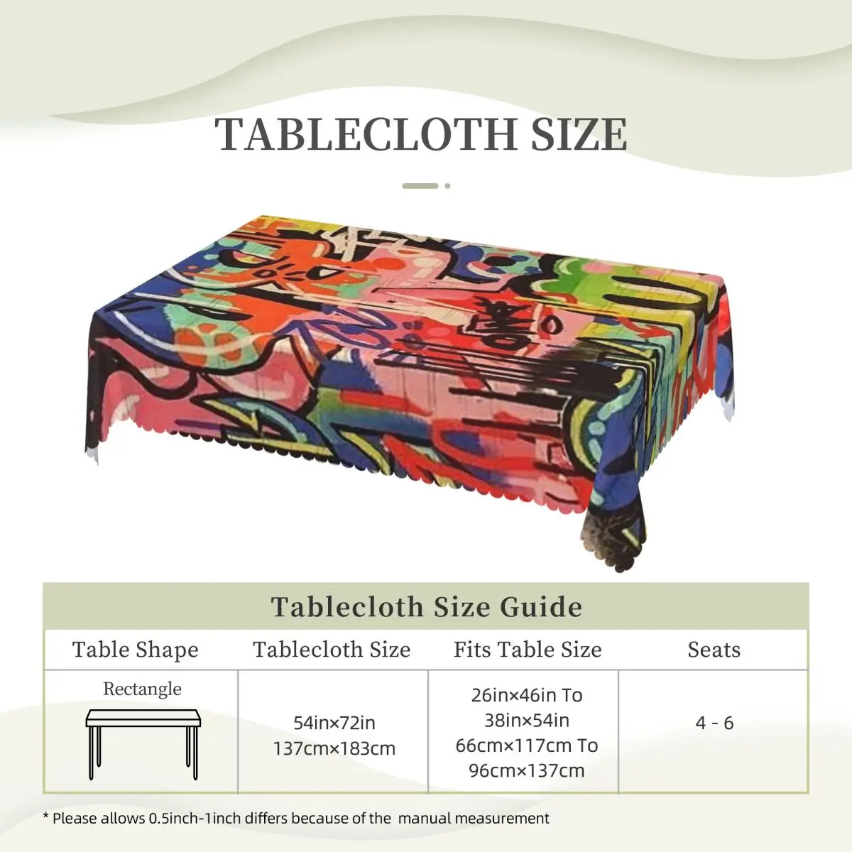 Urban Hip Hop Graffiti Street Art Tablecloth Restaurant Kitchen Rectangular Tablecloth Decorations Tablecloth Dining Table Cover