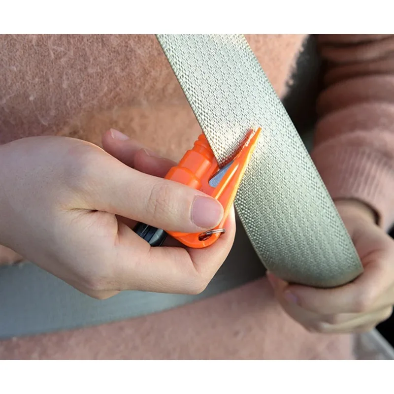 Imagen 6: Martillo de Escape para coche, rompecristales de una segunda ventana, Mini martillo de emergencia multifuncional dos en uno para coche, llavero, rompecristales