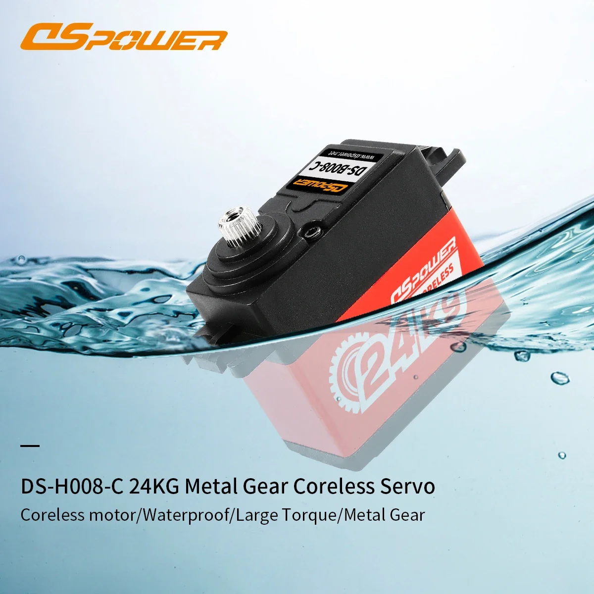 DSpower 24KG Servo Metal Gear Waterproof Coreless Motor RC Servo High Speed Large Torque for 1/8 1/10 RC Car Drift Boat Airplane