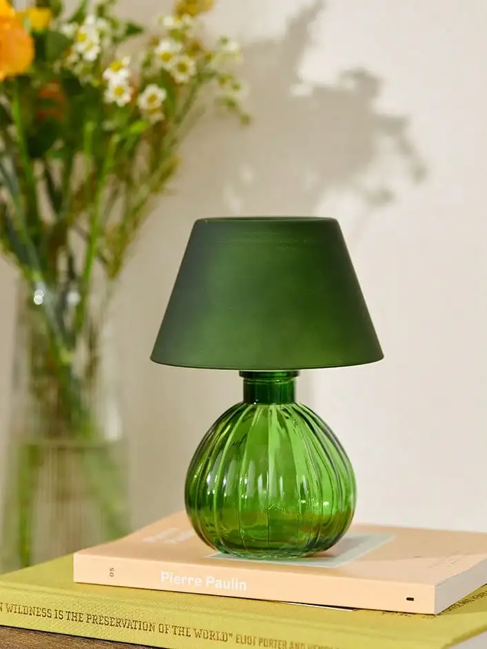 

Cirelle 1pc European Luxury Glass Candle Holder, Green Color, Lamp Shaped, Ins Style Pink Home Decor,
