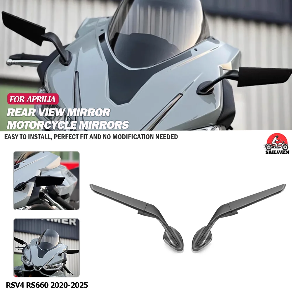 

For Aprilia RSV4 RS660 2020-2025 Stealth Sport Winglet Mirror Kits Adjustable Stealth Mirrors Rearview Mirror