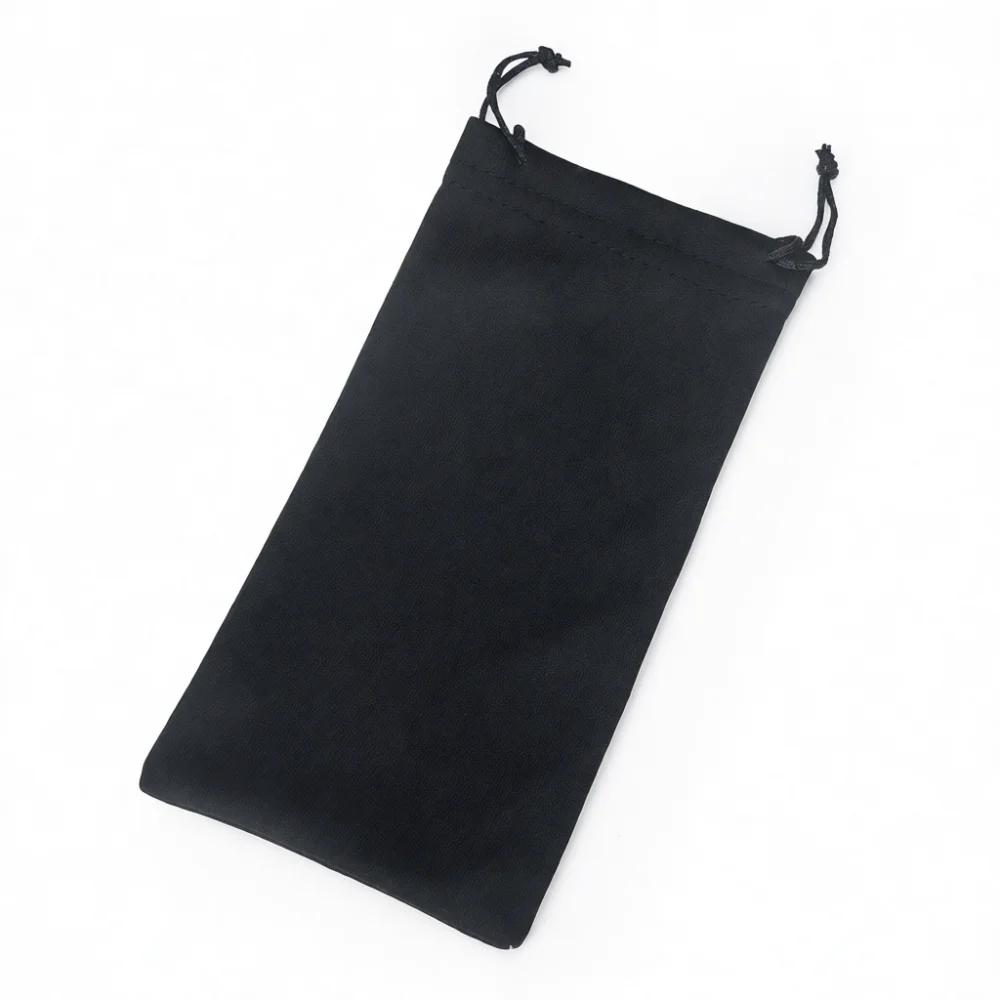 Black Eyeglass Storage Pouch Soft Microfiber Sunglasses Bag Drawstring Protective Case Portable Holder For Daily Commuter