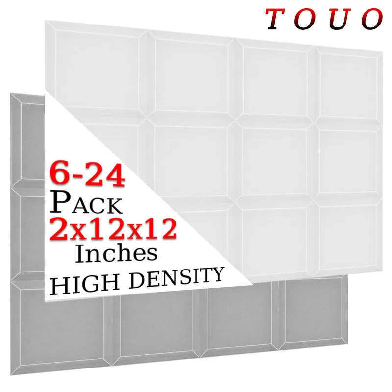 

TOUO Soundproof Foam 6/12/24 Pcs Acoustic Foam Wall Soundproofing Panel Studio Acoustic Treatment High Density Home Decoration