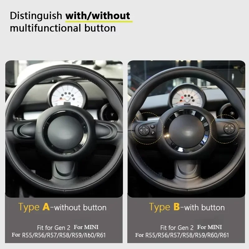 Car Steering Wheel Panel Button Leather Sticker For MINI COOPER R55 R56 R57 R58 R59 R60 R61 Countryman