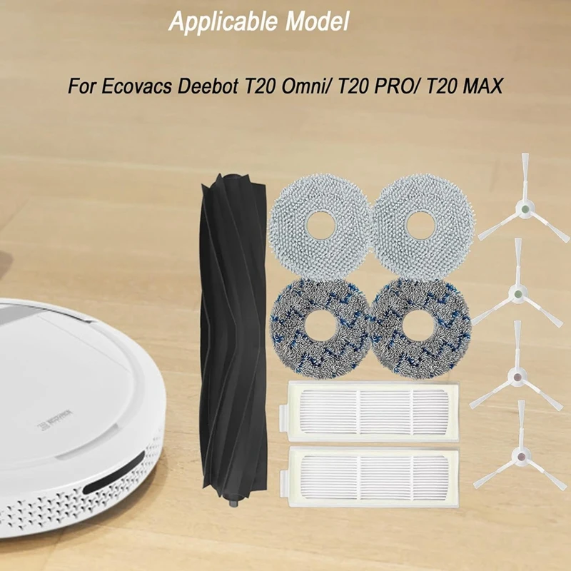 Kit parte di ricambio per Ecovacs Deebot T20 Omni/ T20 PRO/ T20 MAX spazzola laterale principale filtri Hepa Mop pad accessori