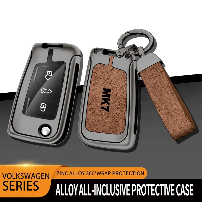 Auto TPU Zinc Alloy Key Case Bag For VW Volkswagen GOLF 7 MK7 Car Key Chain Car Metal Key Shell Interior Decoration Accessories