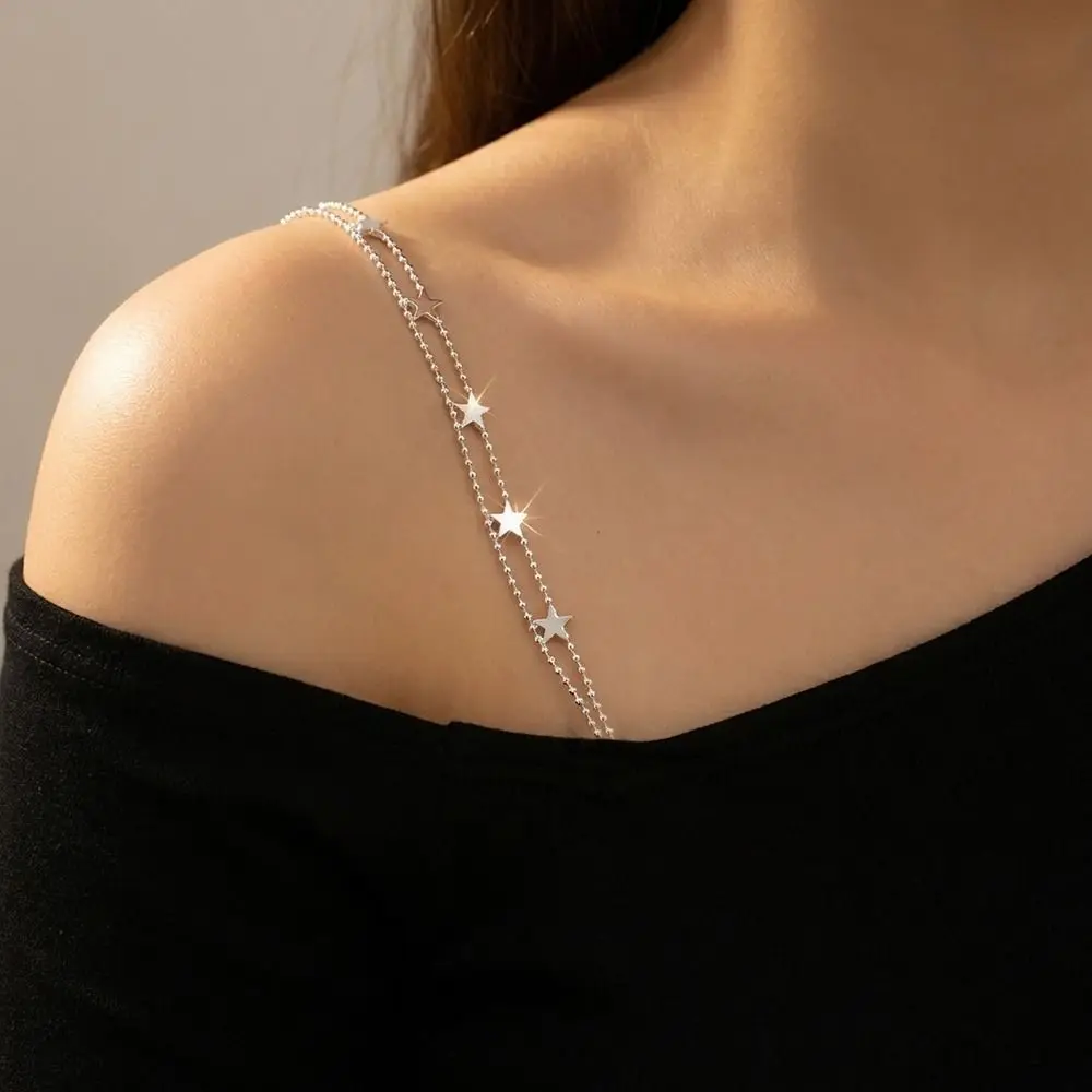 

Fashion Metal Women Bras Straps Star/Heart Aniti-slip Underwear Strap Bead Chain Lingerie Accessories Shoulder Straps for Dress