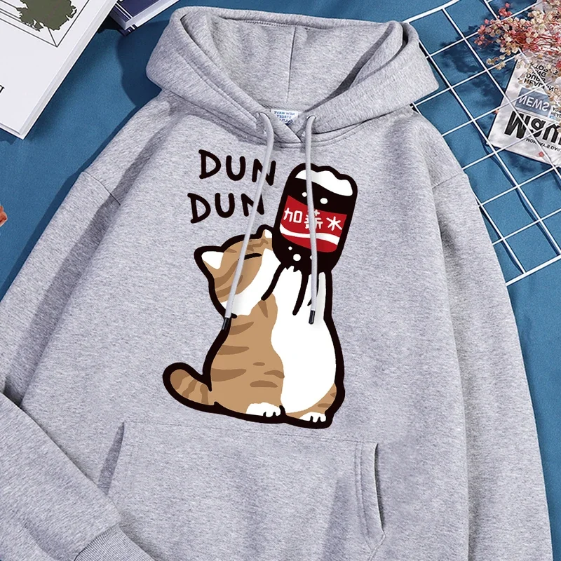 

Salary increase fun cat print hoody men women casual Fleece Street clothes loose warm sweatshirt o-neck pollover hoodie couple