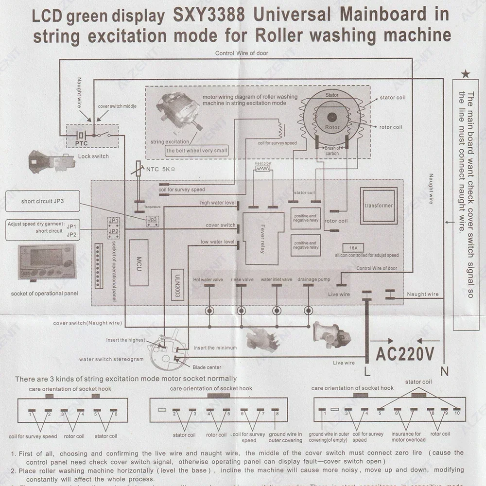 ใหม่สําหรับ Series ตื่นเต้นเครื่องซักผ้า Universal ควบคุม SXY3388 PCB ชุดภาษาอังกฤษรุ่นใช้งานร่วมกับเครื่องซักผ้าอะไหล่