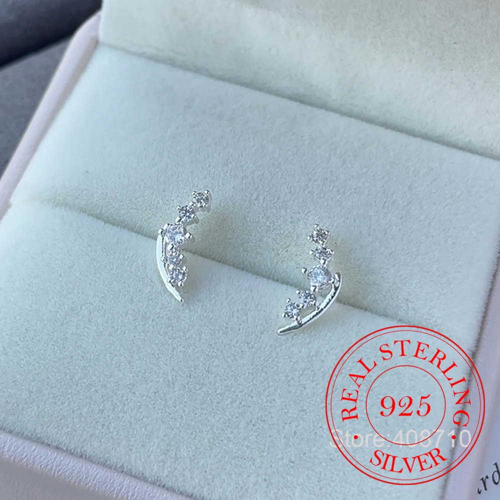 

925 Sterling Silver Jewelry Crystal Zircon Meteor Stud Earrings for Women Wedding Party Jewelry For Girls Friend Gift