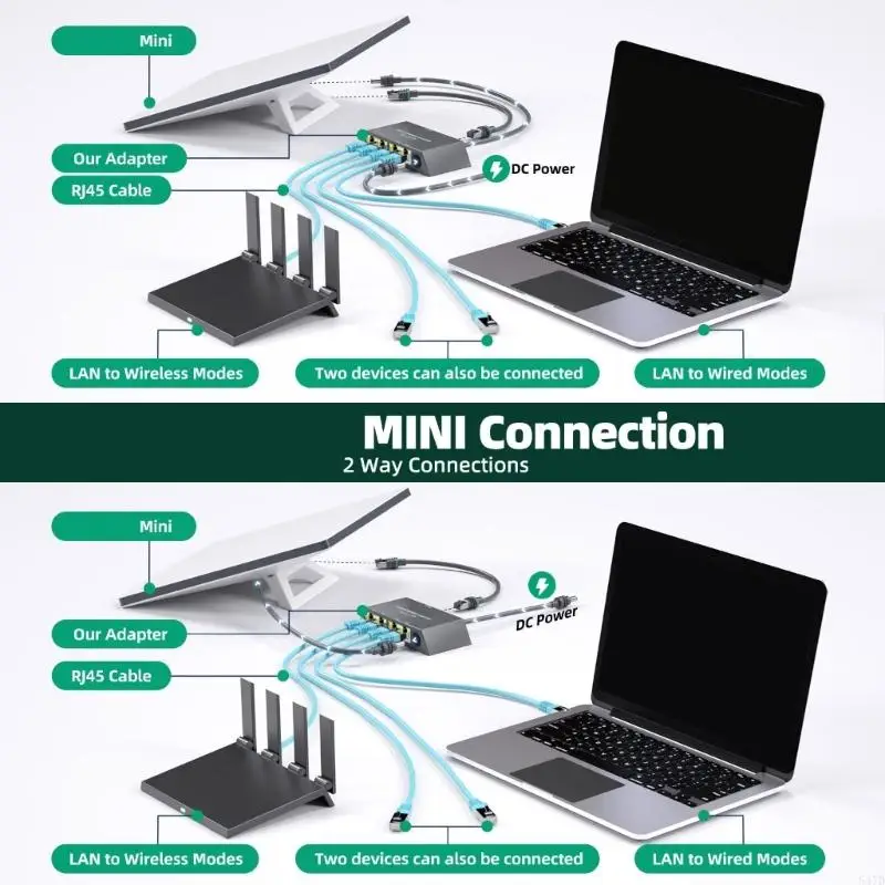 

1Gbps Ethernet Splitter Box 4 Port Corded Networking Connectors Metal Housing