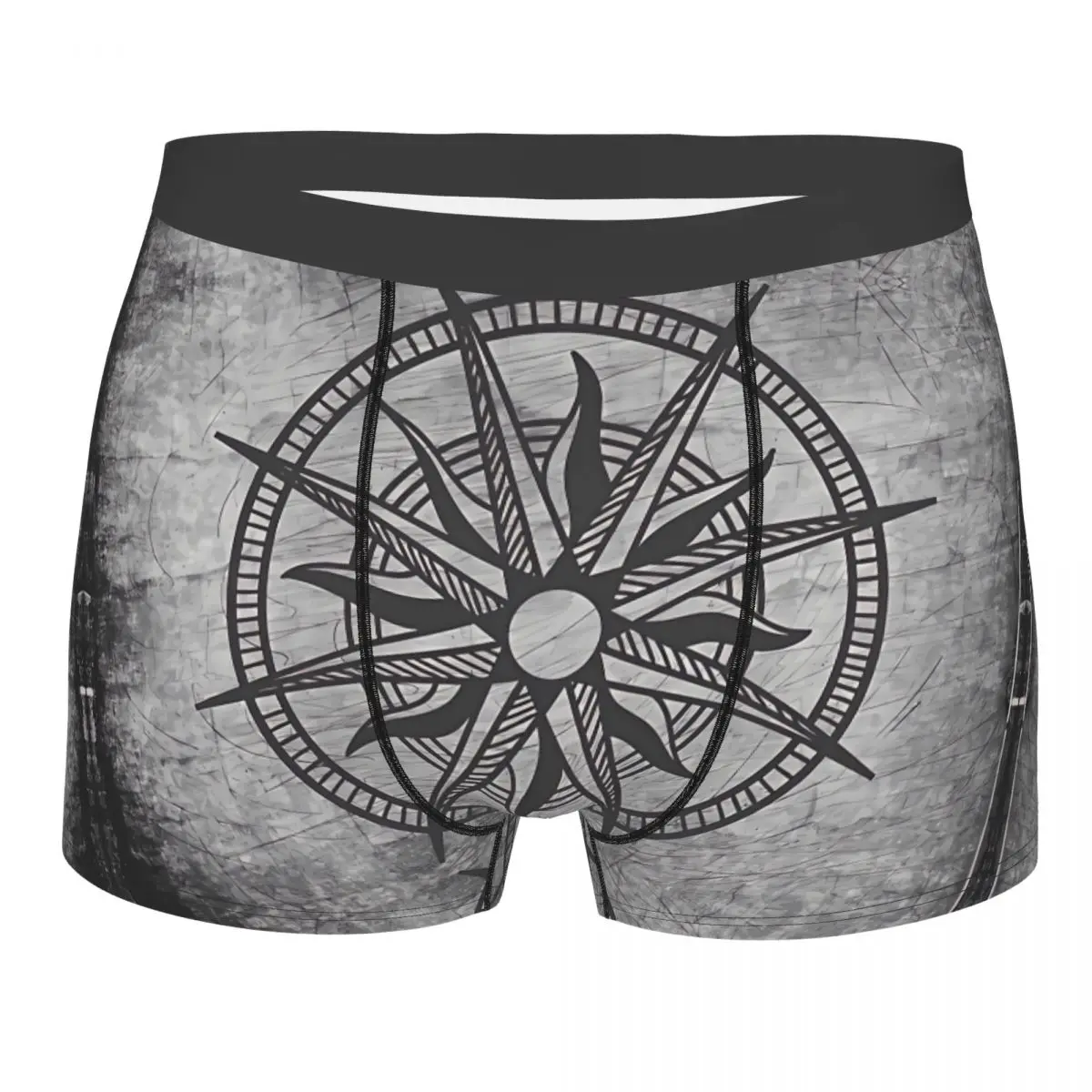 Grey Compass Men Boxer Briefs Ocean Compass Highly Breathable Underwear Top Quality Print Shorts Birthday Gifts